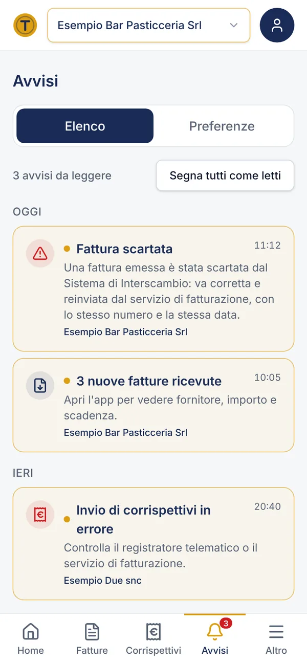 L’elenco degli avvisi in Tornaconto